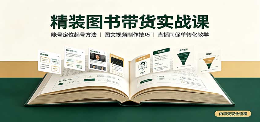 精装图书带货实战课：账号定位起号方法，图文视频制作，促单转化教学瀚萌资源网-网赚网-网赚项目网-虚拟资源网-国学资源网-易学资源网-本站有全网最新网赚项目-易学课程资源-中医课程资源的在线下载网站！瀚萌资源网