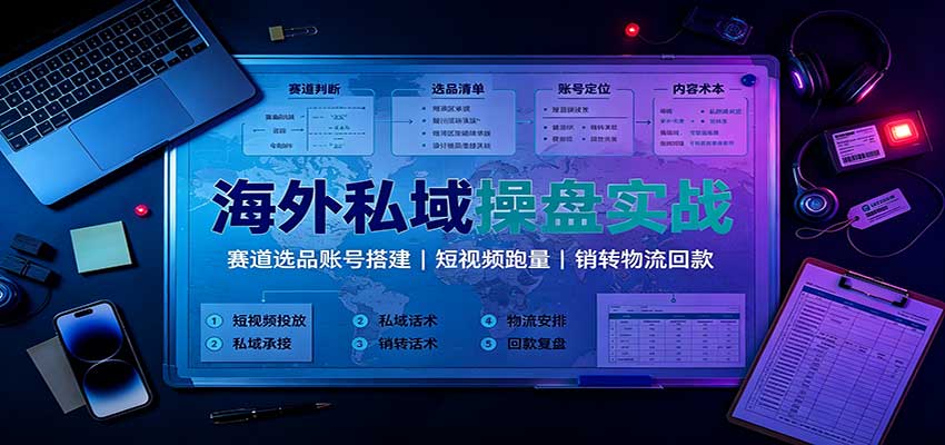海外私域操盘实战：赛道选品账号搭建，短视频跑量，销转物流回款瀚萌资源网-网赚网-网赚项目网-虚拟资源网-国学资源网-易学资源网-本站有全网最新网赚项目-易学课程资源-中医课程资源的在线下载网站！瀚萌资源网