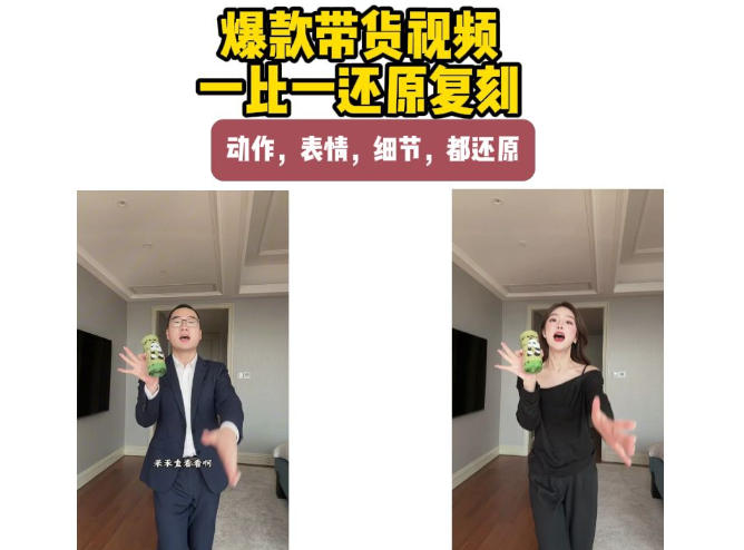 AI带货视频复刻，一比一还原加二创，动作，表情，细节，都还原，新手也能直接套用瀚萌资源网-网赚网-网赚项目网-虚拟资源网-国学资源网-易学资源网-本站有全网最新网赚项目-易学课程资源-中医课程资源的在线下载网站！瀚萌资源网