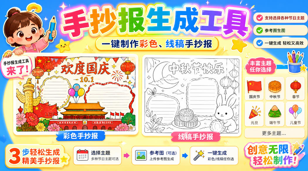 手抄报批量生成工具来了,完全免费,告别豆包生图,高清无水印瀚萌资源网-网赚网-网赚项目网-虚拟资源网-国学资源网-易学资源网-本站有全网最新网赚项目-易学课程资源-中医课程资源的在线下载网站!瀚萌资源网