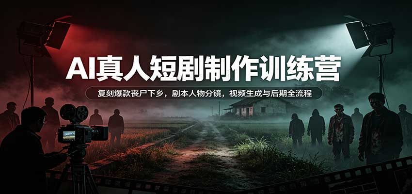 AI真人短剧制作训练营：复刻爆款丧尸下乡，剧本人物分镜，视频生成与后期全流程瀚萌资源网-网赚网-网赚项目网-虚拟资源网-国学资源网-易学资源网-本站有全网最新网赚项目-易学课程资源-中医课程资源的在线下载网站！瀚萌资源网