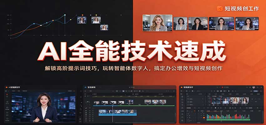 AI全能技术速成：解锁高阶提示词技巧，玩转智能体数字人，搞定办公增效与短视频创作瀚萌资源网-网赚网-网赚项目网-虚拟资源网-国学资源网-易学资源网-本站有全网最新网赚项目-易学课程资源-中医课程资源的在线下载网站！瀚萌资源网