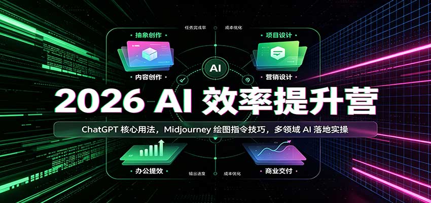 2026 AI效率提升营：ChatGPT核心用法，Midjourney绘图指令技巧，多领域AI落地实操瀚萌资源网-网赚网-网赚项目网-虚拟资源网-国学资源网-易学资源网-本站有全网最新网赚项目-易学课程资源-中医课程资源的在线下载网站！瀚萌资源网