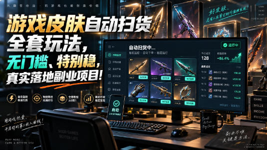 游戏皮肤自动扫货全套玩法，无门槛、特别稳，真实落地副业项目！【揭秘】瀚萌资源网-网赚网-网赚项目网-虚拟资源网-国学资源网-易学资源网-本站有全网最新网赚项目-易学课程资源-中医课程资源的在线下载网站！瀚萌资源网
