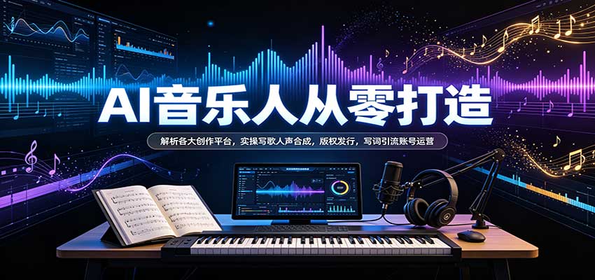 AI音乐人从零打造：解析各大创作平台，实操写歌人声合成，版权发行，写词引流账号运营瀚萌资源网-网赚网-网赚项目网-虚拟资源网-国学资源网-易学资源网-本站有全网最新网赚项目-易学课程资源-中医课程资源的在线下载网站！瀚萌资源网