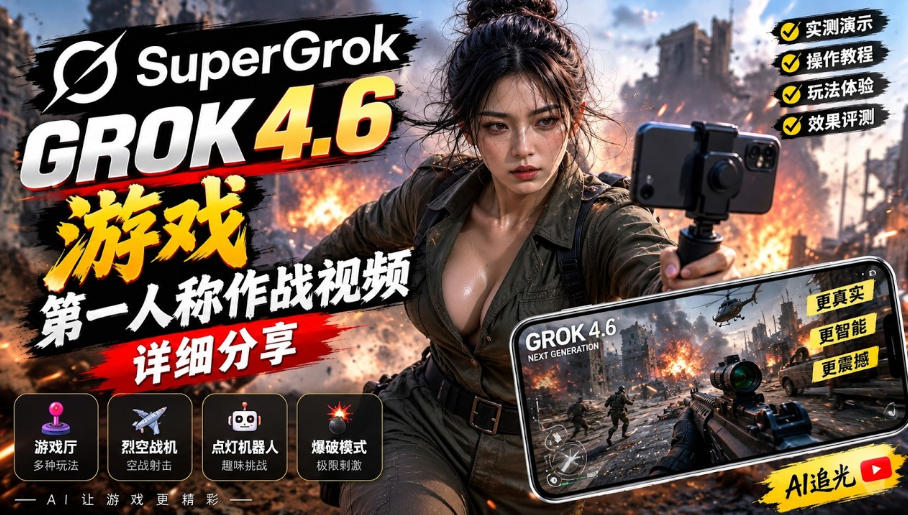 Grok 4.6也能做游戏？第一人称作战视频实测｜玩法详细讲解瀚萌资源网-网赚网-网赚项目网-虚拟资源网-国学资源网-易学资源网-本站有全网最新网赚项目-易学课程资源-中医课程资源的在线下载网站！瀚萌资源网
