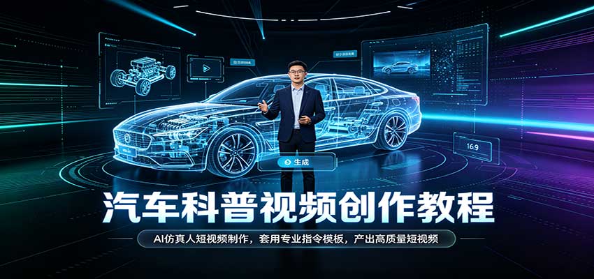 汽车科普视频创作教程：AI仿真人短视频制作，套用专业指令模板，产出高质量短视频瀚萌资源网-网赚网-网赚项目网-虚拟资源网-国学资源网-易学资源网-本站有全网最新网赚项目-易学课程资源-中医课程资源的在线下载网站！瀚萌资源网