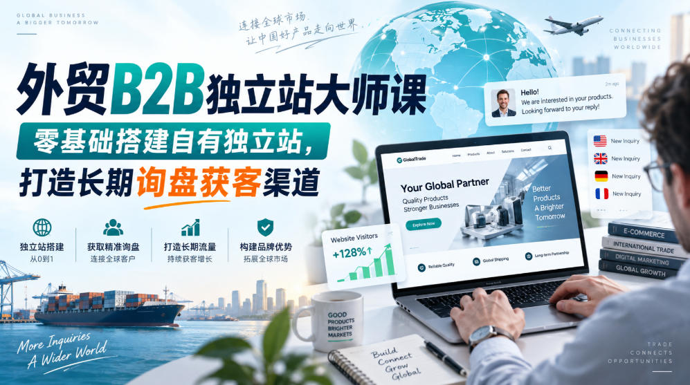 外贸B2B独立站大师课，零基础搭建自有独立站，打造长期询盘获客渠道瀚萌资源网-网赚网-网赚项目网-虚拟资源网-国学资源网-易学资源网-本站有全网最新网赚项目-易学课程资源-中医课程资源的在线下载网站！瀚萌资源网