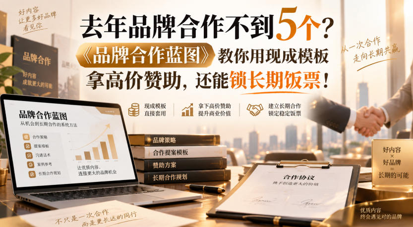 去年品牌合作不到5个？《品牌合作蓝图》教你用现成模板拿高价赞助，还能锁长期饭票！【原创双语字幕】瀚萌资源网-网赚网-网赚项目网-虚拟资源网-国学资源网-易学资源网-本站有全网最新网赚项目-易学课程资源-中医课程资源的在线下载网站！瀚萌资源网