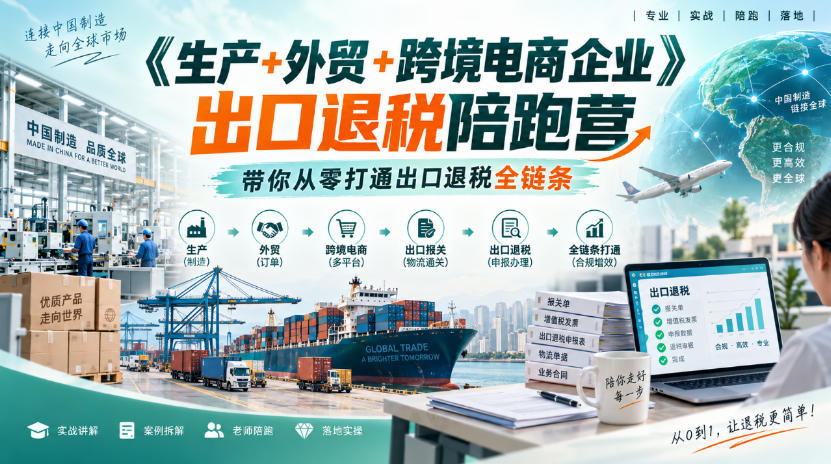 《生产+外贸+跨境电商企业》出口退税陪跑营，带你从零打通出口退税全链条瀚萌资源网-网赚网-网赚项目网-虚拟资源网-国学资源网-易学资源网-本站有全网最新网赚项目-易学课程资源-中医课程资源的在线下载网站！瀚萌资源网