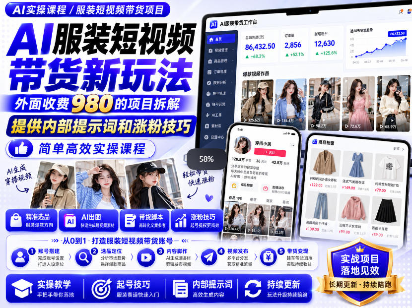 外面收费980AI快手带货系统课程,内部课程首次外放,操作简单高效,一分钟一条爆款视频瀚萌资源网-网赚网-网赚项目网-虚拟资源网-国学资源网-易学资源网-本站有全网最新网赚项目-易学课程资源-中医课程资源的在线下载网站!瀚萌资源网