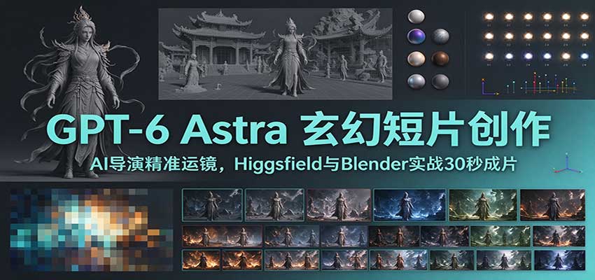 GPT-6 Astra 玄幻短片创作：AI导演精准运镜，Higgsfield与Blender实战30秒成片瀚萌资源网-网赚网-网赚项目网-虚拟资源网-国学资源网-易学资源网-本站有全网最新网赚项目-易学课程资源-中医课程资源的在线下载网站！瀚萌资源网