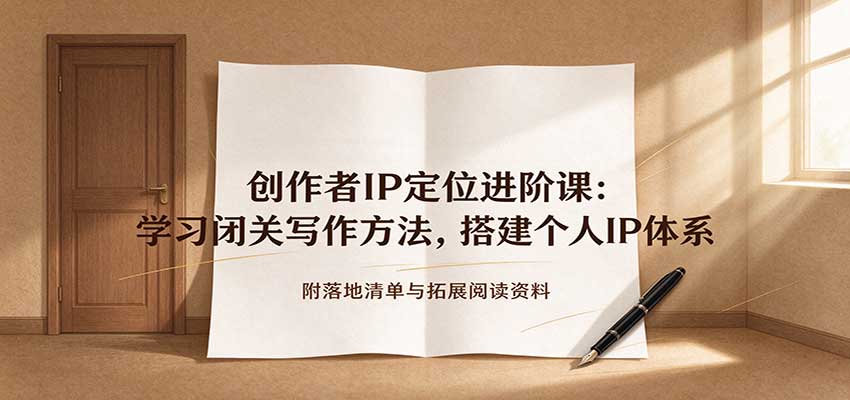 创作者IP定位进阶课：学习闭关写作方法，搭建个人IP体系，附落地清单与拓展阅读资料瀚萌资源网-网赚网-网赚项目网-虚拟资源网-国学资源网-易学资源网-本站有全网最新网赚项目-易学课程资源-中医课程资源的在线下载网站！瀚萌资源网