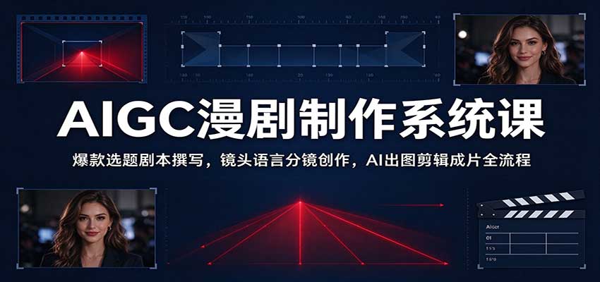 AIGC漫剧制作系统课：爆款选题剧本撰写，镜头语言分镜创作，AI出图剪辑成片全流程瀚萌资源网-网赚网-网赚项目网-虚拟资源网-国学资源网-易学资源网-本站有全网最新网赚项目-易学课程资源-中医课程资源的在线下载网站！瀚萌资源网