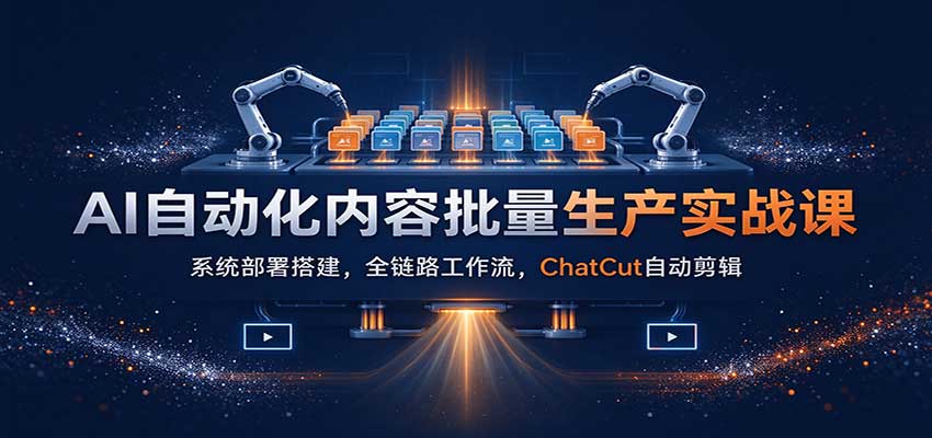 AI自动化内容批量生产实战课：系统部署搭建，全链路工作流，ChatCut自动剪辑瀚萌资源网-网赚网-网赚项目网-虚拟资源网-国学资源网-易学资源网-本站有全网最新网赚项目-易学课程资源-中医课程资源的在线下载网站！瀚萌资源网