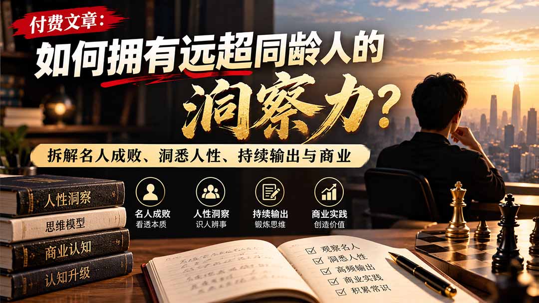 （21025期）付费文章：如何拥有远超同龄人的洞察力？拆解名人成败、洞悉人性、持续输出与商业实践瀚萌资源网-网赚网-网赚项目网-虚拟资源网-国学资源网-易学资源网-本站有全网最新网赚项目-易学课程资源-中医课程资源的在线下载网站！瀚萌资源网