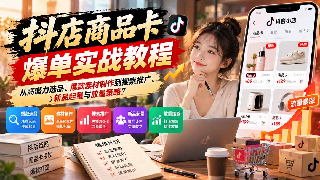 （21148期）抖店商品卡爆单实战教程：从高潜力选品、爆款素材制作到搜索推广、新品起量与放量策略瀚萌资源网-网赚网-网赚项目网-虚拟资源网-国学资源网-易学资源网-本站有全网最新网赚项目-易学课程资源-中医课程资源的在线下载网站！瀚萌资源网