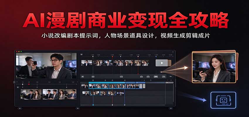AI漫剧商业变现全攻略：小说改编剧本提示词，人物场景道具设计，视频生成剪辑成片瀚萌资源网-网赚网-网赚项目网-虚拟资源网-国学资源网-易学资源网-本站有全网最新网赚项目-易学课程资源-中医课程资源的在线下载网站！瀚萌资源网