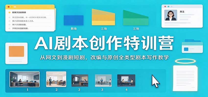 AI剧本创作特训营：从网文到漫剧短剧，改编与原创全类型剧本写作教学瀚萌资源网-网赚网-网赚项目网-虚拟资源网-国学资源网-易学资源网-本站有全网最新网赚项目-易学课程资源-中医课程资源的在线下载网站！瀚萌资源网