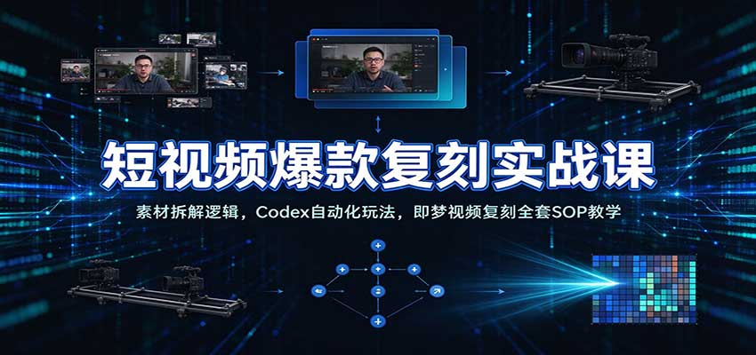 短视频爆款复刻实战课：素材拆解逻辑，Codex自动化玩法，即梦视频复刻全套SOP教学瀚萌资源网-网赚网-网赚项目网-虚拟资源网-国学资源网-易学资源网-本站有全网最新网赚项目-易学课程资源-中医课程资源的在线下载网站！瀚萌资源网