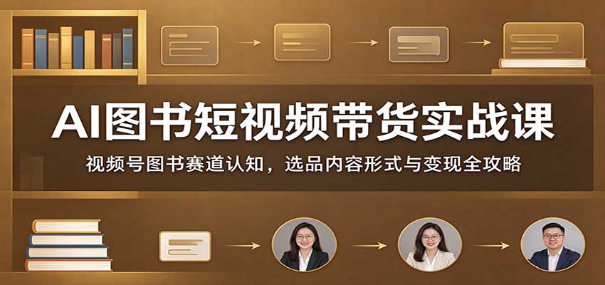 AI图书短视频带货实战课：视频号图书赛道认知，选品内容形式与变现全攻略瀚萌资源网-网赚网-网赚项目网-虚拟资源网-国学资源网-易学资源网-本站有全网最新网赚项目-易学课程资源-中医课程资源的在线下载网站！瀚萌资源网