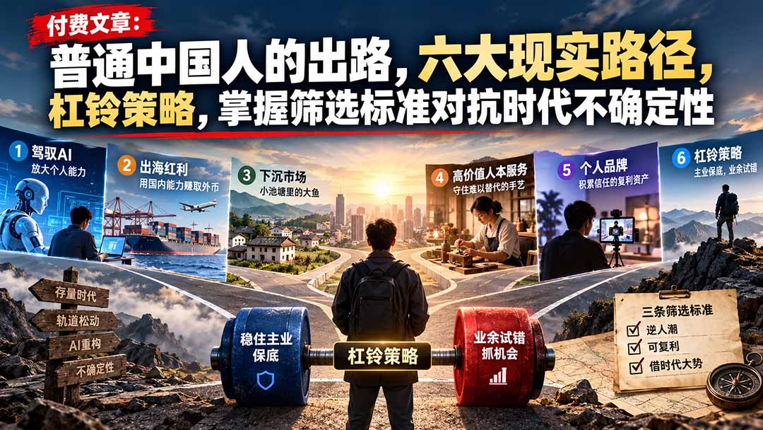 图片[1]瀚萌资源网-网赚网-网赚项目网-虚拟资源网-国学资源网-易学资源网-本站有全网最新网赚项目-易学课程资源-中医课程资源的在线下载网站！（21058期）付费文章：普通中国人的出路，六大现实路径，杠铃策略，掌握筛选标准对抗时代不确定性瀚萌资源网-网赚网-网赚项目网-虚拟资源网-国学资源网-易学资源网-本站有全网最新网赚项目-易学课程资源-中医课程资源的在线下载网站！瀚萌资源网