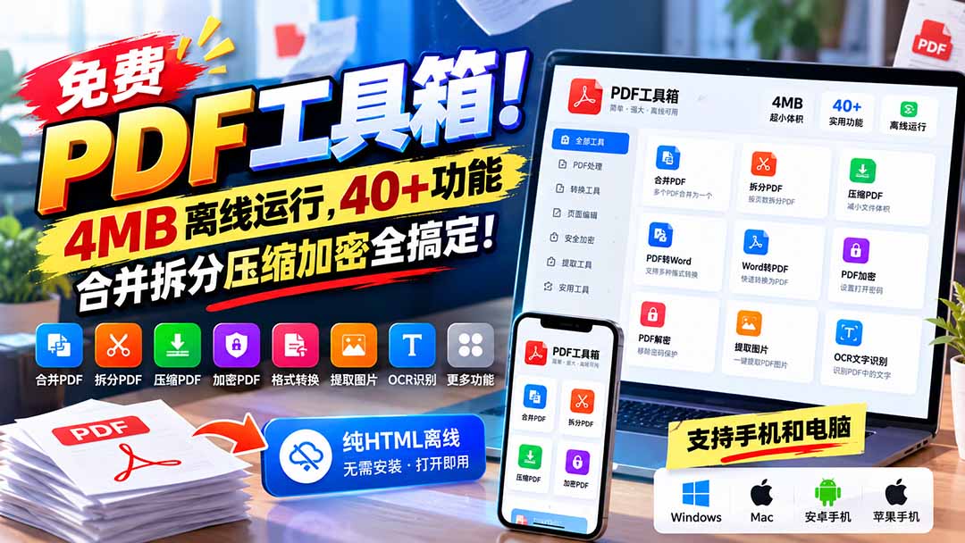（21197期）免费PDF工具箱！4MB离线运行，40+功能，合并拆分压缩加密全搞定！瀚萌资源网-网赚网-网赚项目网-虚拟资源网-国学资源网-易学资源网-本站有全网最新网赚项目-易学课程资源-中医课程资源的在线下载网站！瀚萌资源网