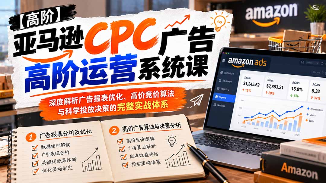 （20950期）亚马逊CPC广告高阶运营系统课：深度解析广告报表优化、高价竞价算法与科学投放决策的完整实战体系瀚萌资源网-网赚网-网赚项目网-虚拟资源网-国学资源网-易学资源网-本站有全网最新网赚项目-易学课程资源-中医课程资源的在线下载网站！瀚萌资源网