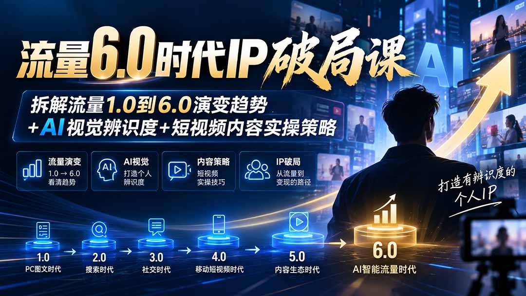 （20845期）流量6.0时代IP破局课：拆解流量1.0到6.0演变趋势+AI视觉辨识度+短视频内容实操策略瀚萌资源网-网赚网-网赚项目网-虚拟资源网-国学资源网-易学资源网-本站有全网最新网赚项目-易学课程资源-中医课程资源的在线下载网站！瀚萌资源网