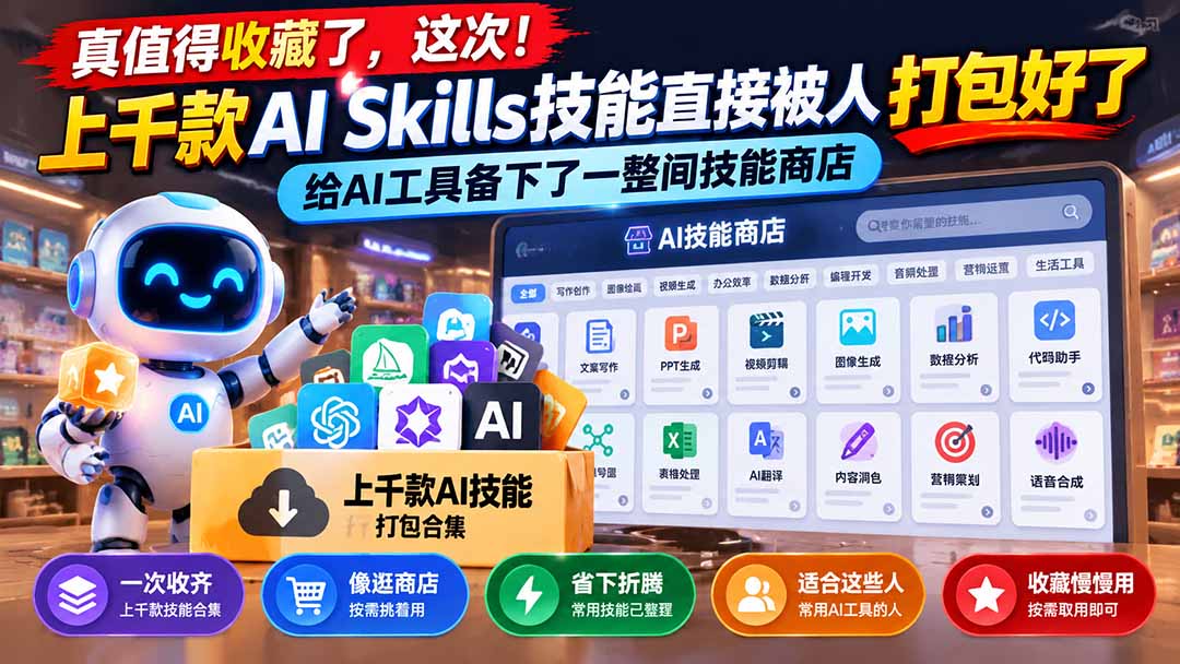 （21096期）真值得收藏了，这次！上千款AI Skills技能直接被人打包好了，给AI工具备下了一整间技能商店瀚萌资源网-网赚网-网赚项目网-虚拟资源网-国学资源网-易学资源网-本站有全网最新网赚项目-易学课程资源-中医课程资源的在线下载网站！瀚萌资源网