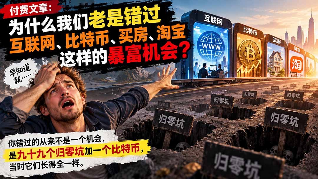 （20834期）付费文章：为什么我们老是错过互联网、比特币、买 房、淘宝这样的暴富机会？瀚萌资源网-网赚网-网赚项目网-虚拟资源网-国学资源网-易学资源网-本站有全网最新网赚项目-易学课程资源-中医课程资源的在线下载网站！瀚萌资源网