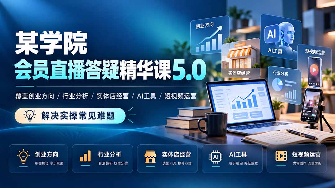 图片[1]瀚萌资源网-网赚网-网赚项目网-虚拟资源网-国学资源网-易学资源网-本站有全网最新网赚项目-易学课程资源-中医课程资源的在线下载网站！（21097期）某学院会员直播答疑精华课5.0：覆盖创业方向、行业分析、实体店经营、AI工具和短视频运营，解决实操常见难题！瀚萌资源网-网赚网-网赚项目网-虚拟资源网-国学资源网-易学资源网-本站有全网最新网赚项目-易学课程资源-中医课程资源的在线下载网站！瀚萌资源网