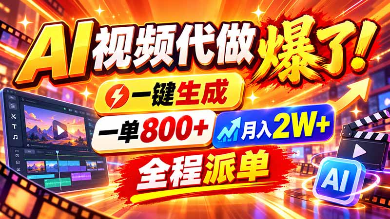 （21114期）2026年底新赛道，AI视频代做一单800+，小白可做，告别打工瀚萌资源网-网赚网-网赚项目网-虚拟资源网-国学资源网-易学资源网-本站有全网最新网赚项目-易学课程资源-中医课程资源的在线下载网站！瀚萌资源网