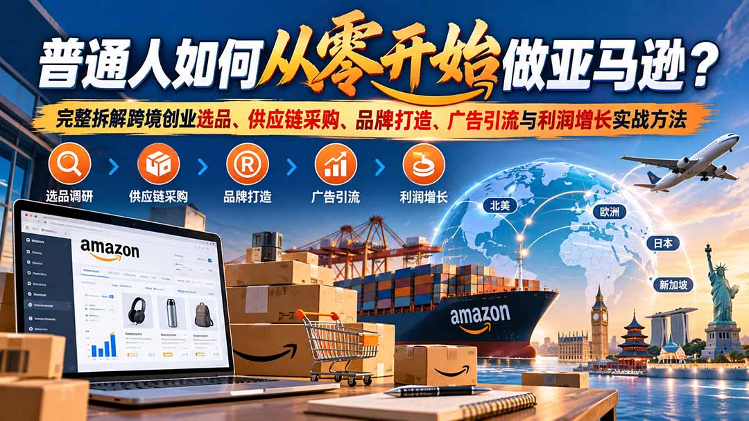 （20953期）普通人如何从零开始做亚马逊？完整拆解跨境创业选品、供应链采购、品牌打造、广告引流与利润增长实战方法瀚萌资源网-网赚网-网赚项目网-虚拟资源网-国学资源网-易学资源网-本站有全网最新网赚项目-易学课程资源-中医课程资源的在线下载网站！瀚萌资源网