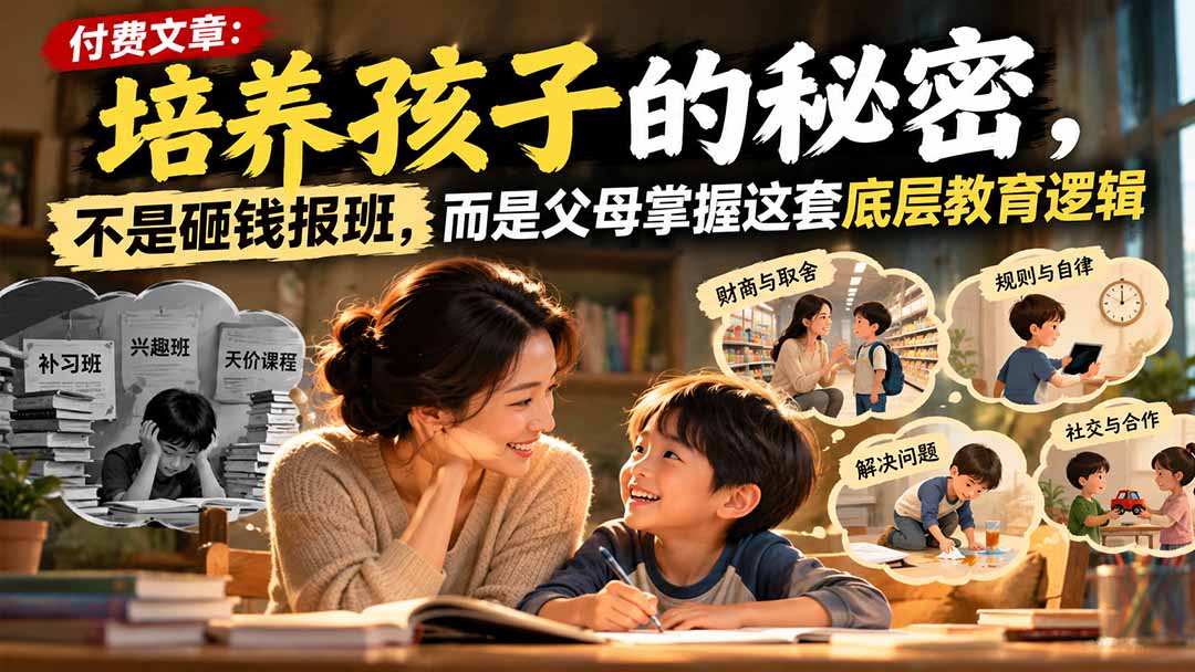 （21179期）付费文章：培养孩子的秘密，不是砸钱报班，而是父母掌握这套底层教育逻辑瀚萌资源网-网赚网-网赚项目网-虚拟资源网-国学资源网-易学资源网-本站有全网最新网赚项目-易学课程资源-中医课程资源的在线下载网站！瀚萌资源网