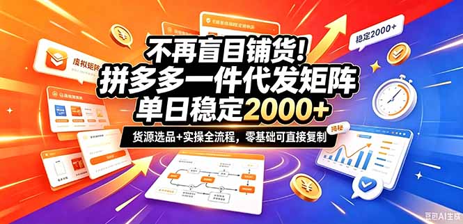 （20955期）不再盲目铺货！拼多多一件代发矩阵落地攻略，提供优质货源店铺运营全流程，零基础可直接复制瀚萌资源网-网赚网-网赚项目网-虚拟资源网-国学资源网-易学资源网-本站有全网最新网赚项目-易学课程资源-中医课程资源的在线下载网站！瀚萌资源网