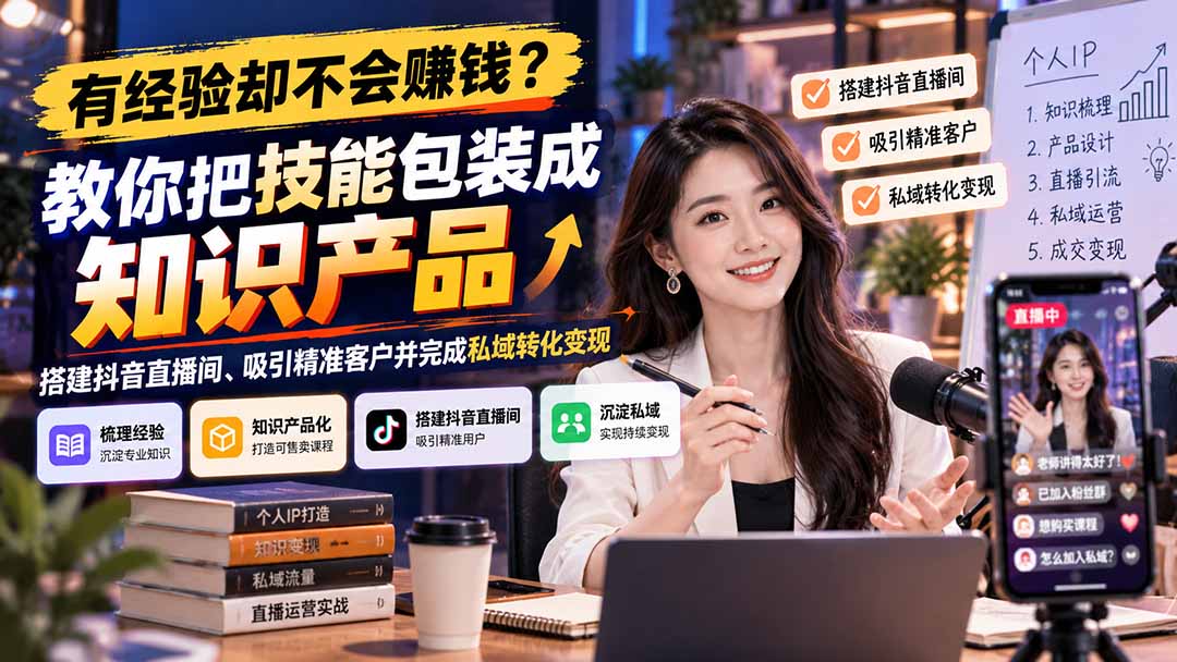 图片[1]瀚萌资源网-网赚网-网赚项目网-虚拟资源网-国学资源网-易学资源网-本站有全网最新网赚项目-易学课程资源-中医课程资源的在线下载网站！（21268期）有经验却不会赚钱？教你把技能包装成知识产品，搭建抖音直播间、吸引精准客户并完成私域转化变现瀚萌资源网-网赚网-网赚项目网-虚拟资源网-国学资源网-易学资源网-本站有全网最新网赚项目-易学课程资源-中医课程资源的在线下载网站！瀚萌资源网