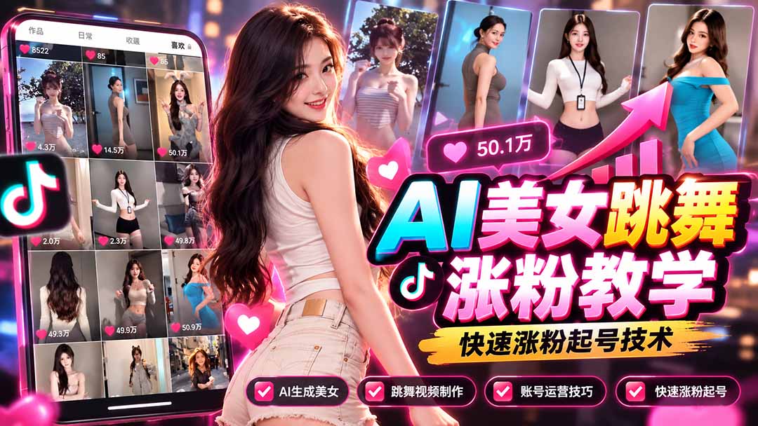 （21256期）AI美女跳舞涨粉教学，AI生成美女，跳舞视频制作，账号运营与快速起号涨粉瀚萌资源网-网赚网-网赚项目网-虚拟资源网-国学资源网-易学资源网-本站有全网最新网赚项目-易学课程资源-中医课程资源的在线下载网站！瀚萌资源网