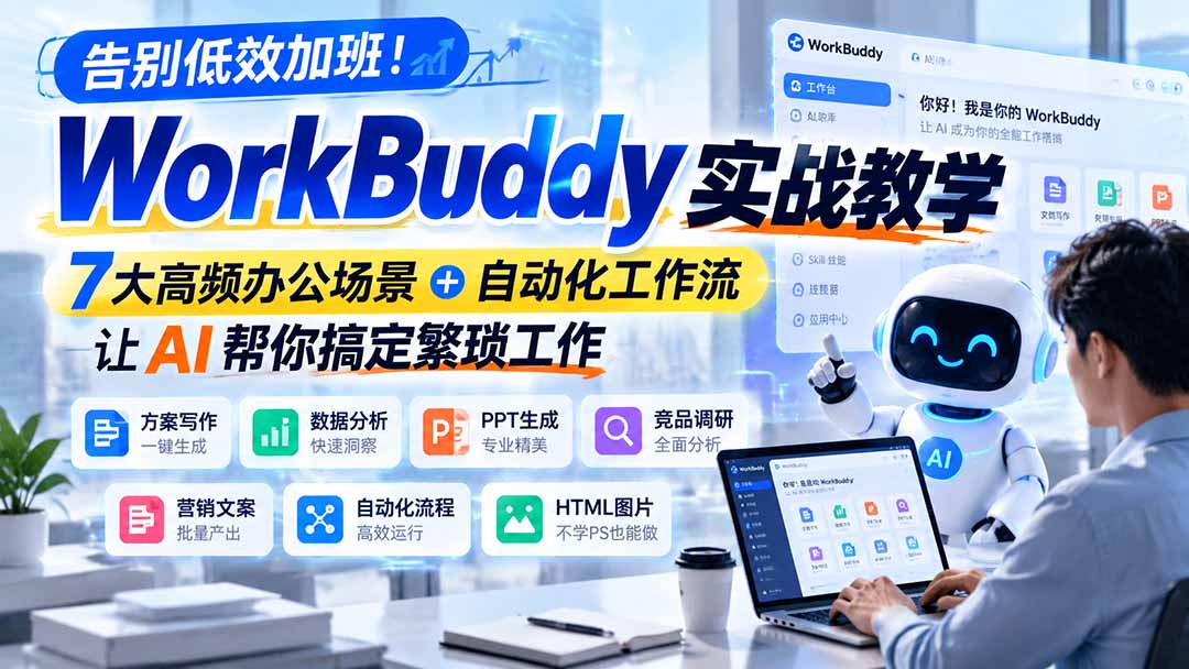 图片[1]瀚萌资源网-网赚网-网赚项目网-虚拟资源网-国学资源网-易学资源网-本站有全网最新网赚项目-易学课程资源-中医课程资源的在线下载网站！（21115期）告别低效加班！WorkBuddy实战教学，7大高频办公场景＋自动化工作流，让AI帮你搞定繁琐工作瀚萌资源网-网赚网-网赚项目网-虚拟资源网-国学资源网-易学资源网-本站有全网最新网赚项目-易学课程资源-中医课程资源的在线下载网站！瀚萌资源网