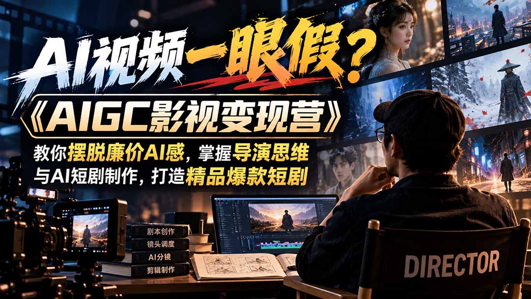 图片[1]瀚萌资源网-网赚网-网赚项目网-虚拟资源网-国学资源网-易学资源网-本站有全网最新网赚项目-易学课程资源-中医课程资源的在线下载网站！（21133期）【无水印】AI视频一眼假？《AIGC影视变现营》教你摆脱廉价AI感，掌握导演思维与AI短剧制作，打造精品爆款短剧瀚萌资源网-网赚网-网赚项目网-虚拟资源网-国学资源网-易学资源网-本站有全网最新网赚项目-易学课程资源-中医课程资源的在线下载网站！瀚萌资源网