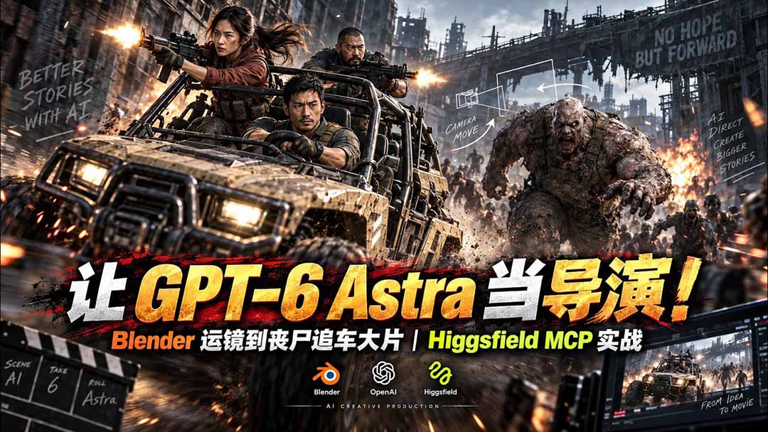 （20762期）【无水印】让 GPT-6 Astra 当导演！Blender 运镜到丧尸追车大片｜Higgsfield MCP 实战瀚萌资源网-网赚网-网赚项目网-虚拟资源网-国学资源网-易学资源网-本站有全网最新网赚项目-易学课程资源-中医课程资源的在线下载网站！瀚萌资源网