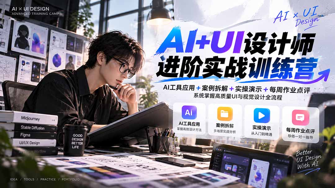 图片[1]瀚萌资源网-网赚网-网赚项目网-虚拟资源网-国学资源网-易学资源网-本站有全网最新网赚项目-易学课程资源-中医课程资源的在线下载网站！（20905期）【无水印】AI+UI设计师进阶训练营-第4期：AI工具应用+案例拆解+实操演示+作业点评，掌握高质量UI与视觉设计全流程瀚萌资源网-网赚网-网赚项目网-虚拟资源网-国学资源网-易学资源网-本站有全网最新网赚项目-易学课程资源-中医课程资源的在线下载网站！瀚萌资源网