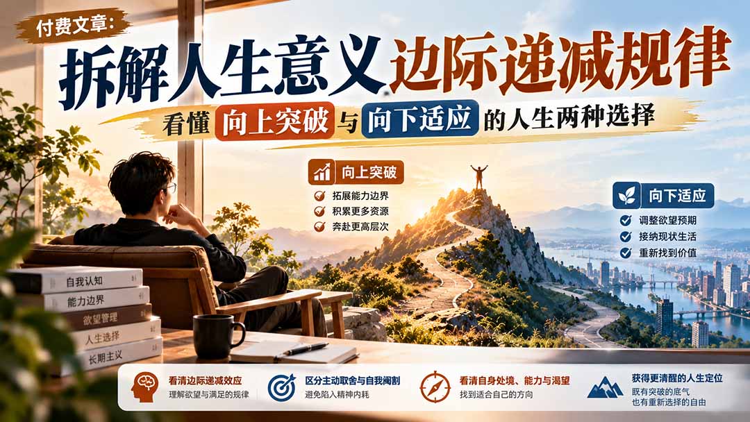 （21233期）付费文章：拆解人生意义边际递减规律，看懂向上突破与向下适应的人生两种选择瀚萌资源网-网赚网-网赚项目网-虚拟资源网-国学资源网-易学资源网-本站有全网最新网赚项目-易学课程资源-中医课程资源的在线下载网站！瀚萌资源网