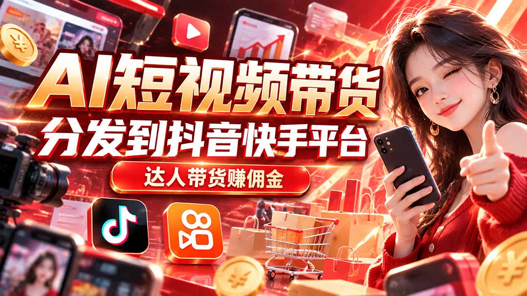 （20754期）【AI短视频带货】分发到抖音快手平台，达人带货赚佣金瀚萌资源网-网赚网-网赚项目网-虚拟资源网-国学资源网-易学资源网-本站有全网最新网赚项目-易学课程资源-中医课程资源的在线下载网站！瀚萌资源网
