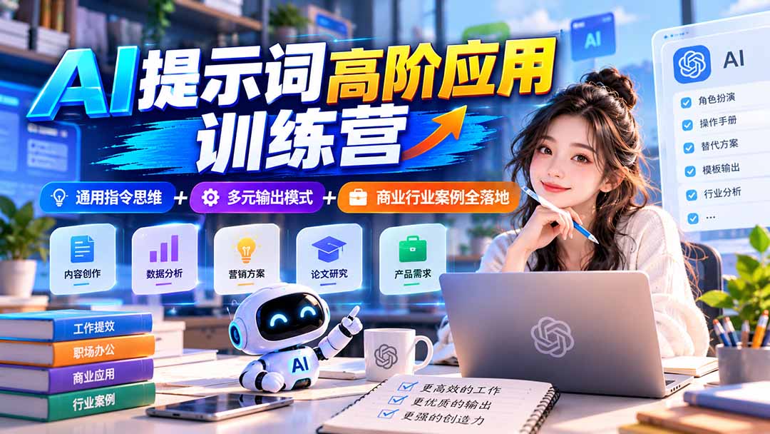 （20823期）【无水印】AI提示词高阶应用训练营｜通用指令思维+多元输出模式+商业行业案例全落地瀚萌资源网-网赚网-网赚项目网-虚拟资源网-国学资源网-易学资源网-本站有全网最新网赚项目-易学课程资源-中医课程资源的在线下载网站！瀚萌资源网