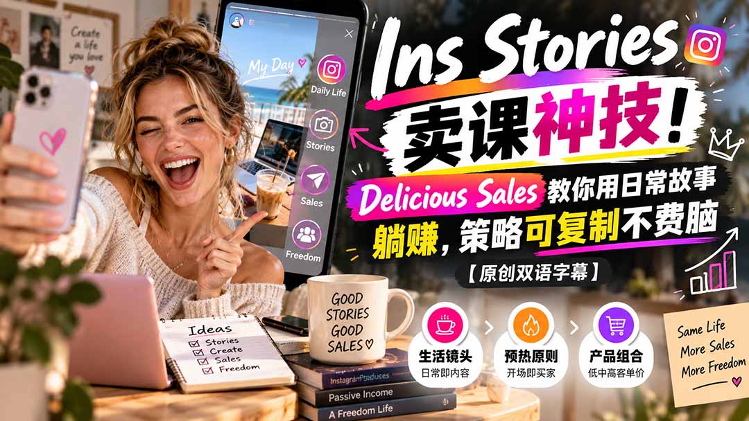 （20767期）Ins Stories 卖课神技！Delicious Sales 教你用日常故事躺赚，策略可复制不费脑【原创双语字幕】瀚萌资源网-网赚网-网赚项目网-虚拟资源网-国学资源网-易学资源网-本站有全网最新网赚项目-易学课程资源-中医课程资源的在线下载网站！瀚萌资源网