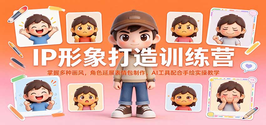IP形象打造训练营：掌握多种画风，角色延展表情包制作，AI工具配合手绘实操教学瀚萌资源网-网赚网-网赚项目网-虚拟资源网-国学资源网-易学资源网-本站有全网最新网赚项目-易学课程资源-中医课程资源的在线下载网站！瀚萌资源网