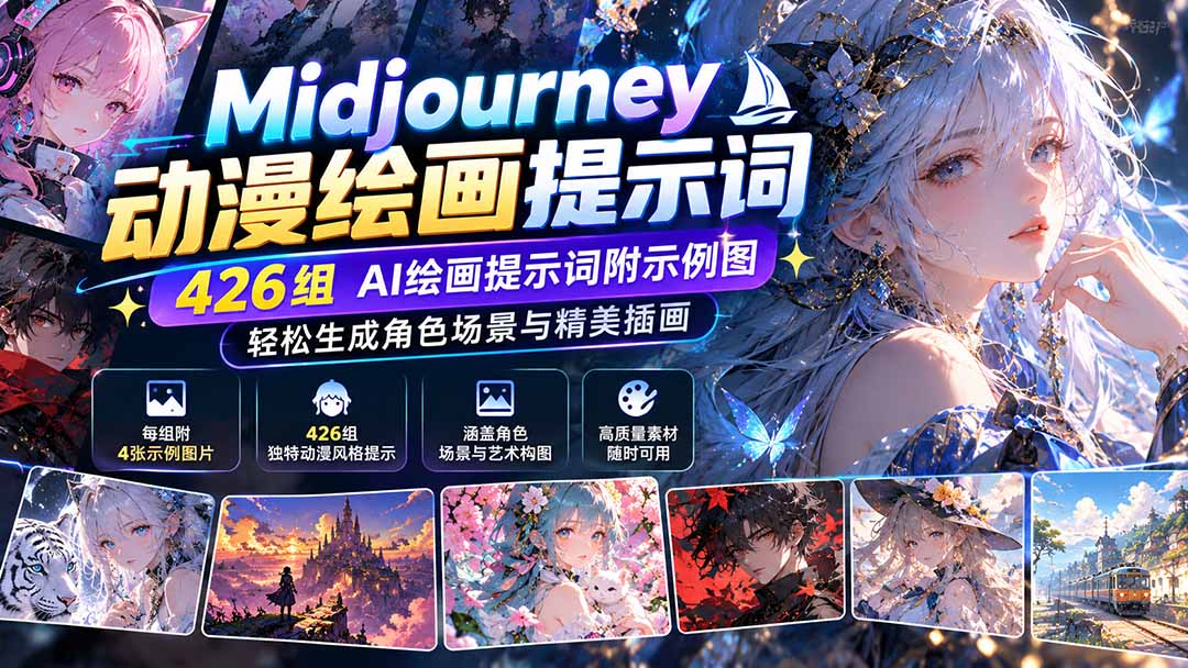 （21239期）Midjourney动漫绘画提示词：426组AI绘画提示词附示例图，轻松生成角色场景与精美插画瀚萌资源网-网赚网-网赚项目网-虚拟资源网-国学资源网-易学资源网-本站有全网最新网赚项目-易学课程资源-中医课程资源的在线下载网站！瀚萌资源网