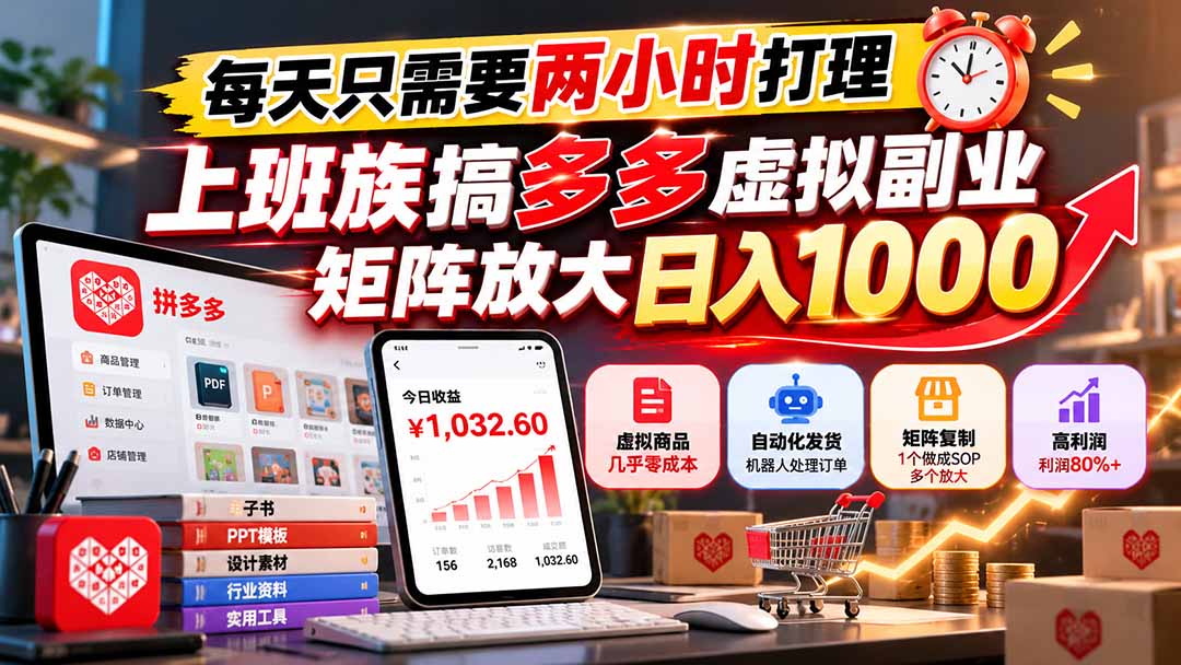 （21086期）每天只需要两小时打理，上班族搞多多虚拟副业，矩阵放大日入 1000瀚萌资源网-网赚网-网赚项目网-虚拟资源网-国学资源网-易学资源网-本站有全网最新网赚项目-易学课程资源-中医课程资源的在线下载网站！瀚萌资源网