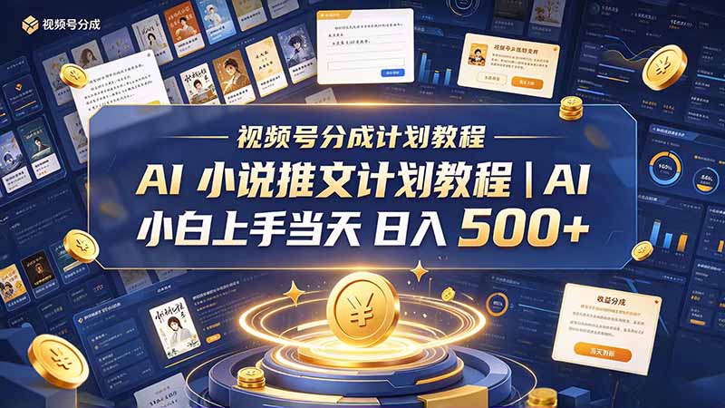 （20937期）最新视频号分成计划教程｜AI 小说推文，小白上手当天日入 500+瀚萌资源网-网赚网-网赚项目网-虚拟资源网-国学资源网-易学资源网-本站有全网最新网赚项目-易学课程资源-中医课程资源的在线下载网站！瀚萌资源网